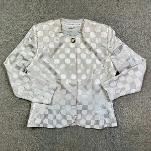 UMI Collections by Anne Crimmins Vintage 100% Silk Checkered Gold Spot Coat Sz 8